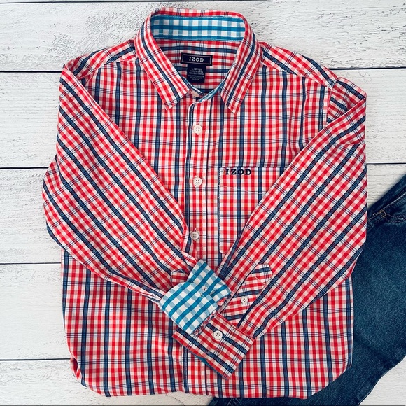 Izod Other - Izod Boys Plaid Button Down Shirt Size L (8-10)